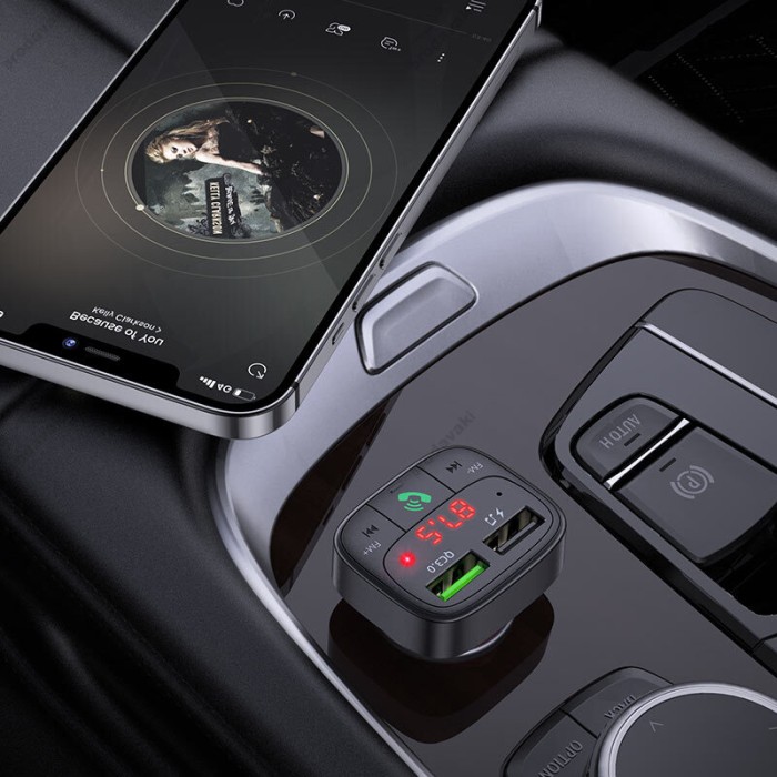 FM - трансмітер HOCO E59 Promise with Bluetooth 2USB 3.1A QC3.0 Black