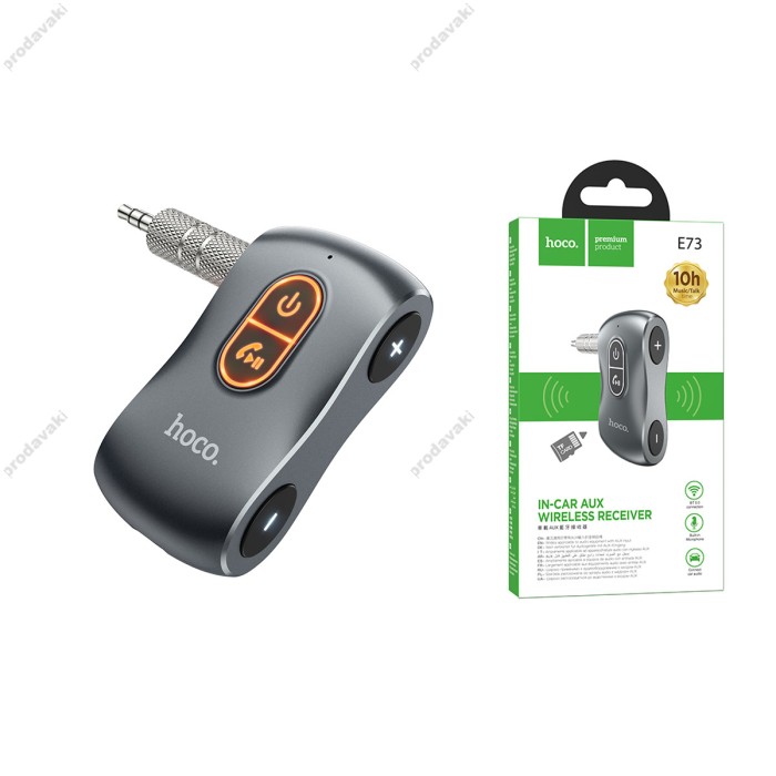 Автомобільний Bluetooth адаптер Hoco E73 Tour Car AUX BT Receiver BT5.0 Grey
