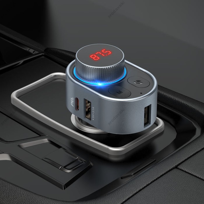 FM - трансмітер HOCO E72 Alegria car BT FM transmitter 1USB/1PD/QC/PD30W/BT5.0 Grey