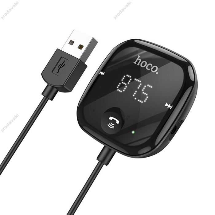 FM - трансмітер HOCO E65 Unity car BT FM transmitter BT5.0 FM AUX TF Black
