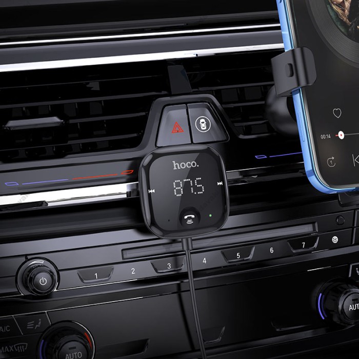 FM - трансмітер HOCO E65 Unity car BT FM transmitter BT5.0 FM AUX TF Black