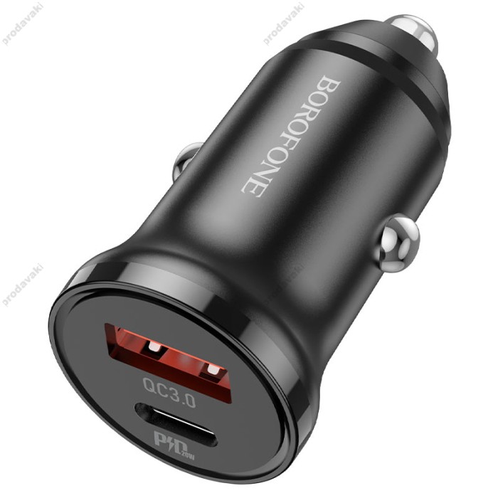 Автомобільний зарядний пристрій BOROFONE BZ18A 20W Black