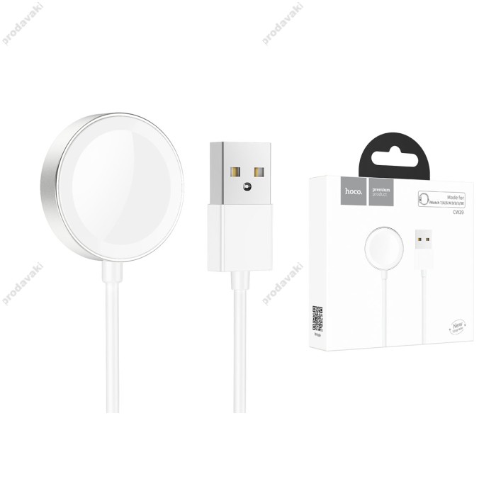 Зарядний пристрій для Apple Watch HOCO CW39 Ws charger for iWatch USB/5V/0,35A/1-8S Білий