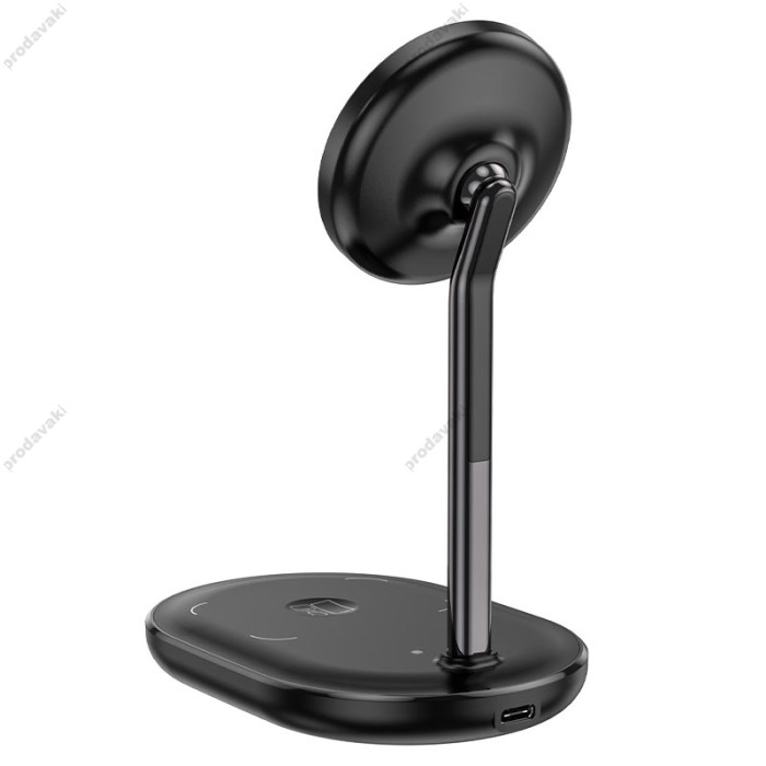 Беспровідний зарядний пристрій HOCO CW40 Noble 3-in-1 magnetic holder with wireless fast charging 15W Чорний