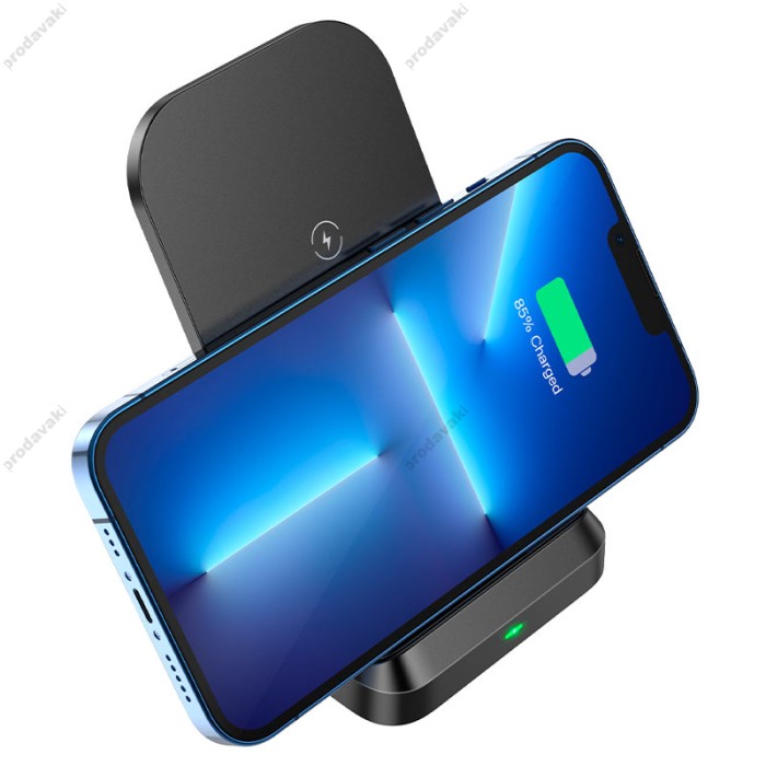 Беспровідний зарядний пристрій HOCO CW38 vertical wireless fast charger 15W Black