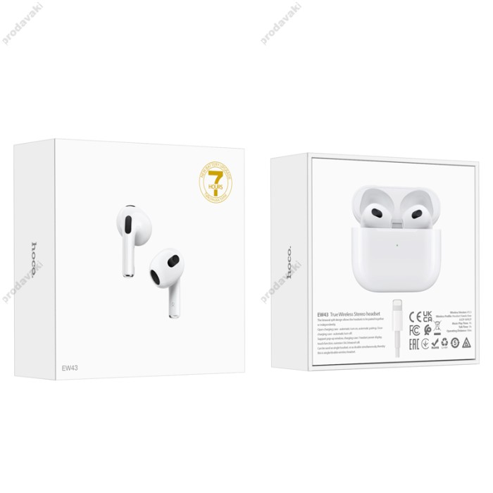 Бездротові Bluetooth навушники HOCO EW43 True wireless stereo headset BT 5.3 White