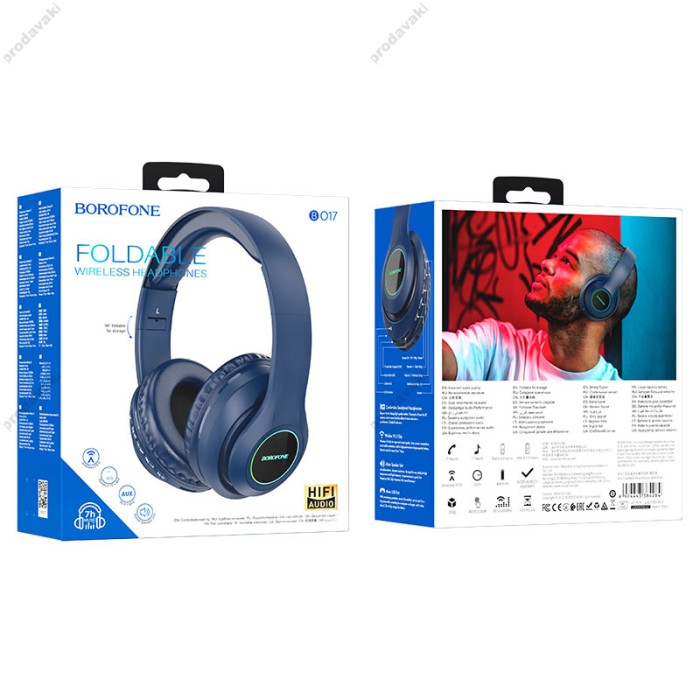 Бездротові Bluetooth навушники BOROFONE BO17 wireless headphones BT5.0 Blue