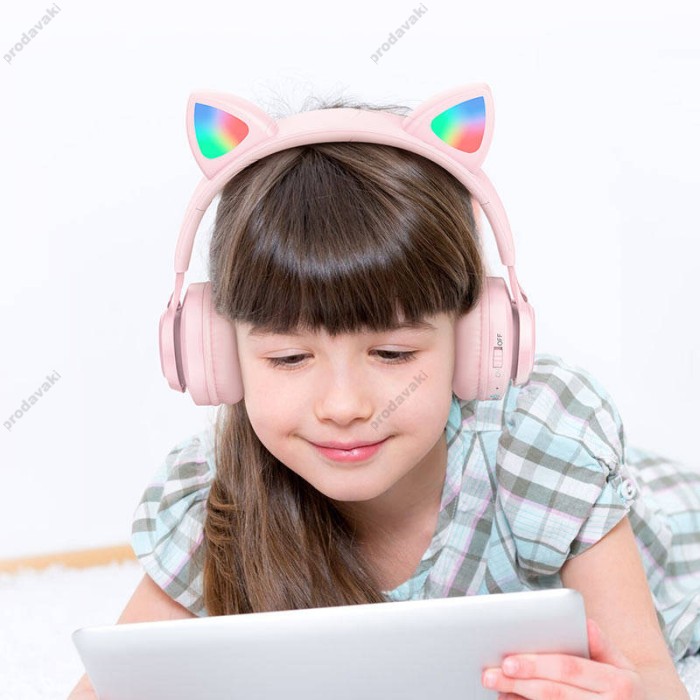 Бездротові Bluetooth навушники HOCO W39 CAT Ear KIDS BT headphoness BT 5.3 Pink