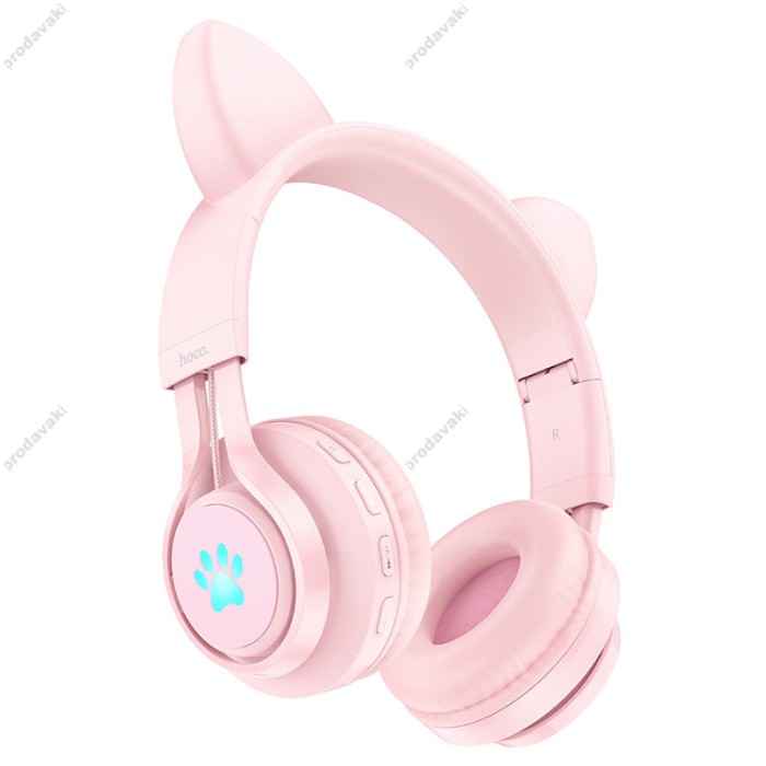 Бездротові Bluetooth навушники HOCO W39 CAT Ear KIDS BT headphoness BT 5.3 Pink