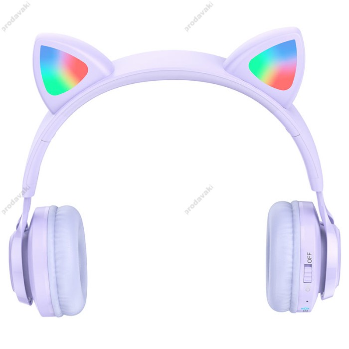 Бездротові Bluetooth навушники HOCO W39 CAT Ear KIDS BT headphoness BT 5.3 Purple