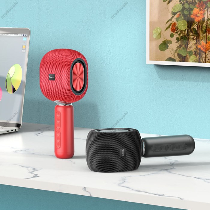 Портативна колонка-мікрофон HOCO BK8 Cool Hi K song microphone BT 5.0 Red