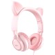 Дротові навушники Hoco W36 Cat ear headphones with mic Pink