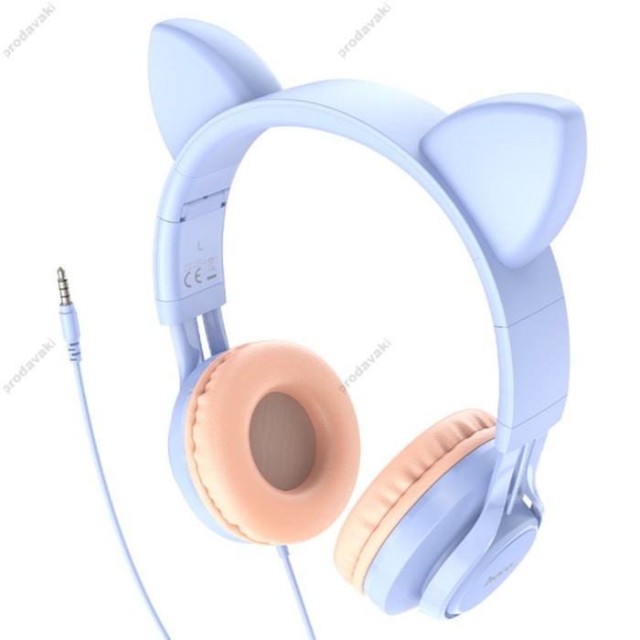 Дротові навушники Hoco W36 Cat ear headphones with mic Dream Blue