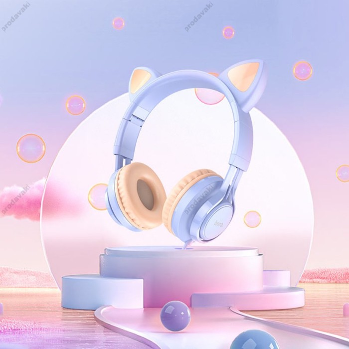 Дротові навушники Hoco W36 Cat ear headphones with mic Dream Blue