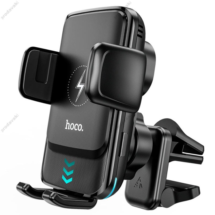 Автомобільний тримач із бездротовою зарядкою Hoco S35 2in1 Smart alignment wireless charging 15W Black
