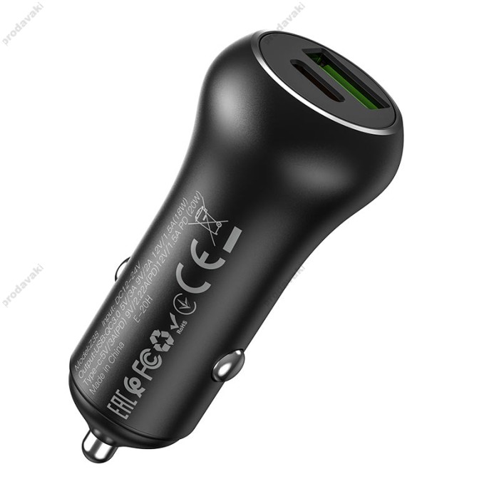 Автомобільний зарядний пристрій Hoco Z38 Resolute Car charger QC3.0 3A 38W Black