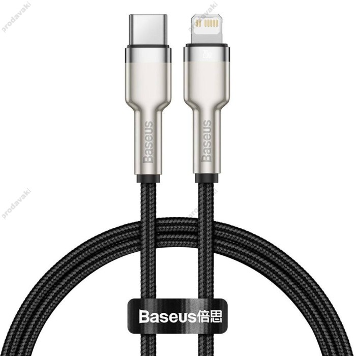 PD кабель Baseus Cafule Series Metal Data Cable Type-C to iP Lightning PD 20W 0.25m (CATLJK-01) Black
