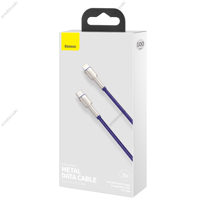 PD кабель Baseus Cafule Series Metal Data Cable Type-C to iP Lightning PD 20W 1m White CATLJK-A02