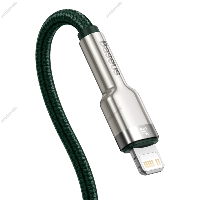 PD кабель Baseus Cafule Series Metal Data Cable Type-C to iP Lightning PD 20W 2m Green CATLJK-B06