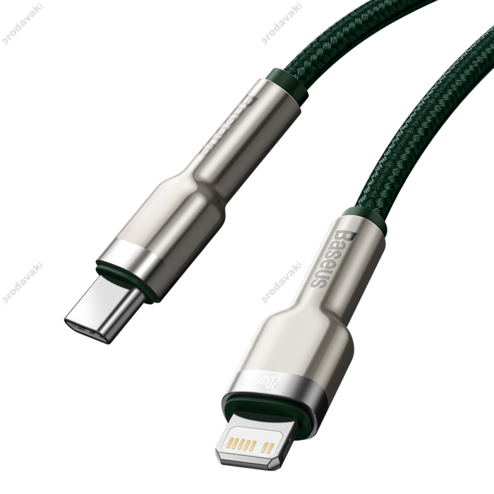 PD кабель Baseus Cafule Series Metal Data Cable Type-C to iP Lightning PD 20W 2m Green CATLJK-B06