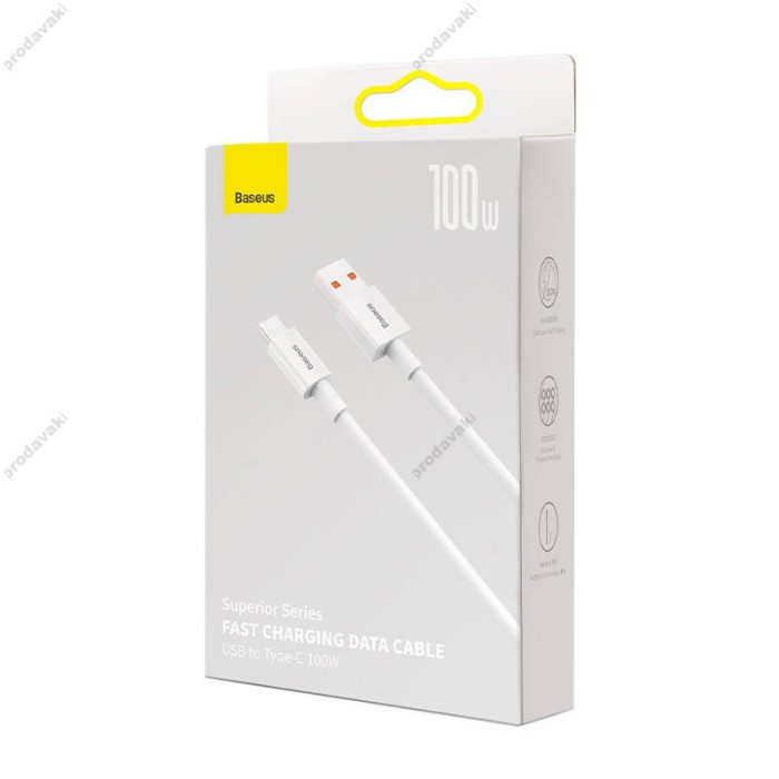 Кабель Baseus Superior Series Fast Charging USB to Type-C 100W 6A 1m Moon White P10320102214-01