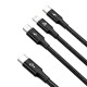 Кабель USB Baseus Rapid Series 3-in-1 Fast Charging Data Type-C to C+L+C PD 20W1.5m Black (CAMLT-SC01)