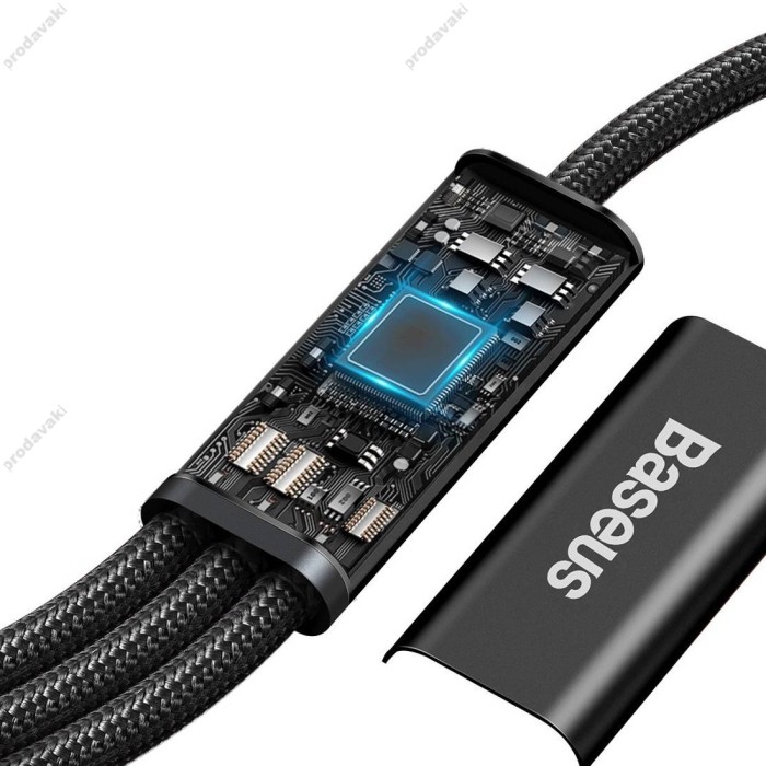 Кабель USB Baseus Rapid Series 3-in-1 Fast Charging Data Type-C to C+L+C PD 20W1.5m Black (CAMLT-SC01)