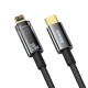 USB PD кабель Baseus Explorer Series Auto Power-Off Type-C для IP Lightning 20W 1m Black (CATS000001)