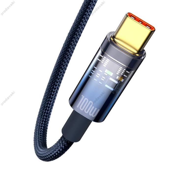 Кабель Baseus Explorer Series Auto Power-Off USB to Type-C 100W 6A 1m Blue CATS000203
