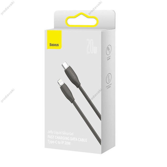 USB PD кабель Baseus Jelly Liquid Silica Gel Fast Charging Type-C to iP Lightning 20W 1.2m Black (CAGD020001)