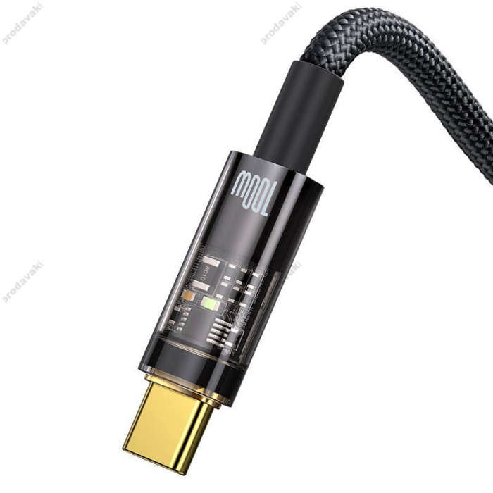 Кабель Baseus Explorer Series Auto Power-Off USB to Type-C 100W 6A 1m Black CATS000201