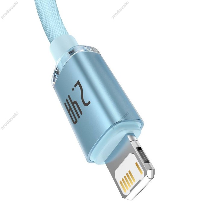 USB кабель Baseus Crystal Shine Series Fast Charging Data Cable USB to iP Lightning 2.4A 1.2m Sky Blue CAJY001103