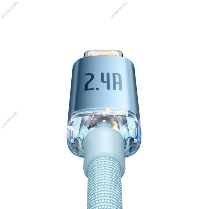 USB кабель Baseus Crystal Shine Series Fast Charging Data Cable USB to iP Lightning 2.4A 1.2m Sky Blue CAJY001103