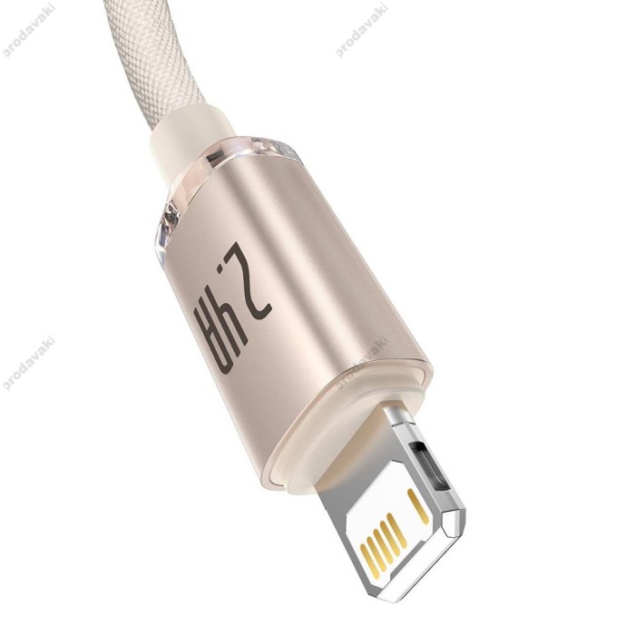 USB кабель Baseus Crystal Shine Series Fast Charging Data Cable USB to iP Lightning 2.4A 2m Pink CAJY001204