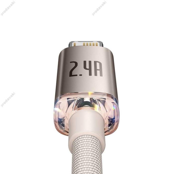 USB кабель Baseus Crystal Shine Series Fast Charging Data Cable USB to iP Lightning 2.4A 2m Pink CAJY001204