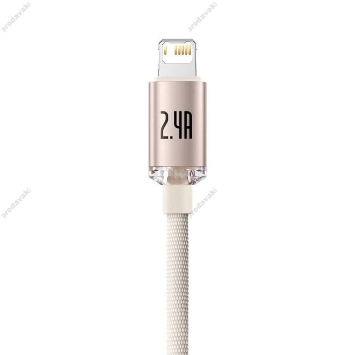 USB кабель Baseus Crystal Shine Series Fast Charging Data Cable USB to iP Lightning 2.4A 2m Pink CAJY001204