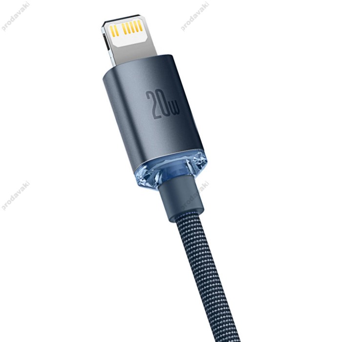 PD кабель Baseus Crystal Shine Series Fast Charging Data Cable Type-C to iP Lightning 20W 1.2m Black CAJY000201