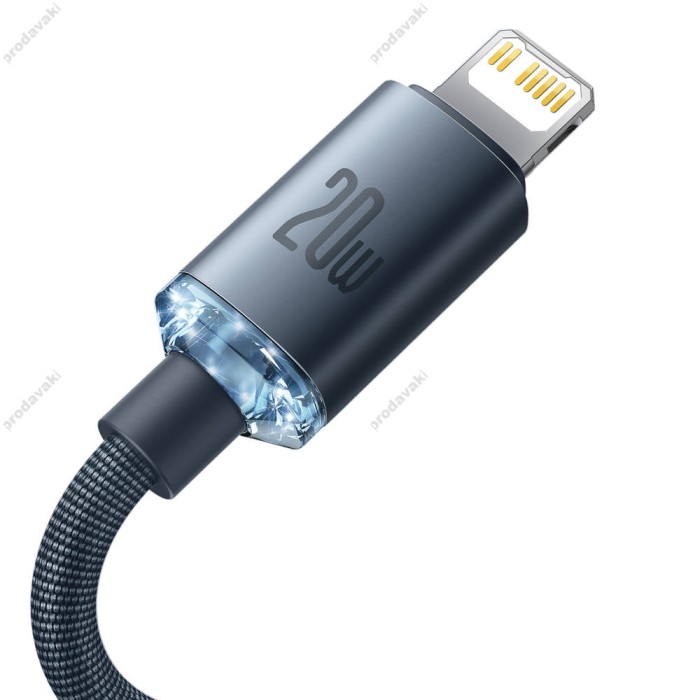 PD кабель Baseus Crystal Shine Series Fast Charging Data Cable Type-C to iP Lightning 20W 1.2m Black CAJY000201