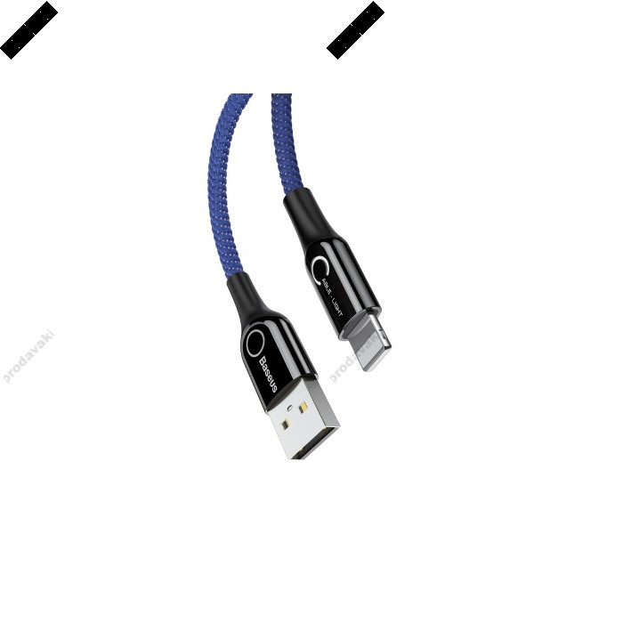 USB кабель Baseus C-shaped Light Intelligent Power-off for Lightning 2,4A / 1m. Black CALCD-01