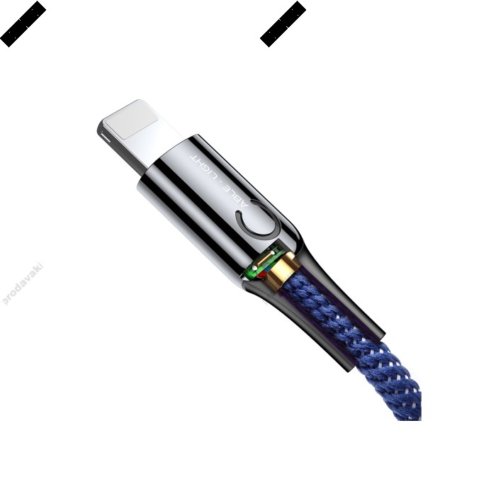 USB кабель Baseus C-shaped Light Intelligent Power-off for Lightning 2,4A / 1m. Black CALCD-01
