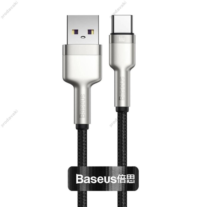 Кабель Baseus Cafule Series Metal Data Cable USB to Type-C 66W 6A 0.25m Black CAKF000001