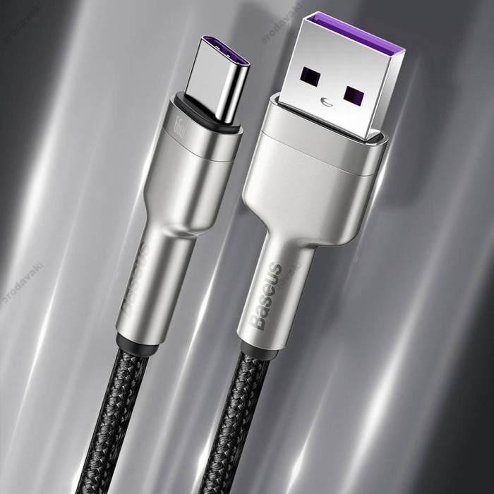 Кабель Baseus Cafule Series Metal Data Cable USB to Type-C 66W 6A 0.25m Black CAKF000001
