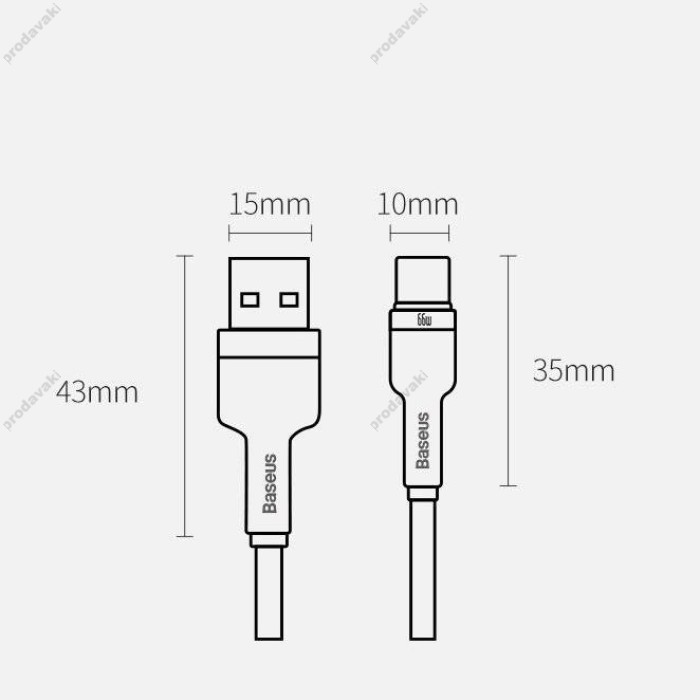 Кабель Baseus Cafule Series Metal Data Cable USB to Type-C 66W 6A 0.25m Black CAKF000001