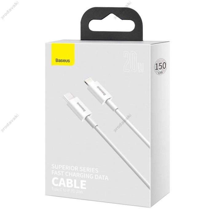 USB PD кабель Baseus Superior Series Fast Charging Data Cable Type-C to iP PD Lightning 20W 1.5m White (CATLYS-B02)
