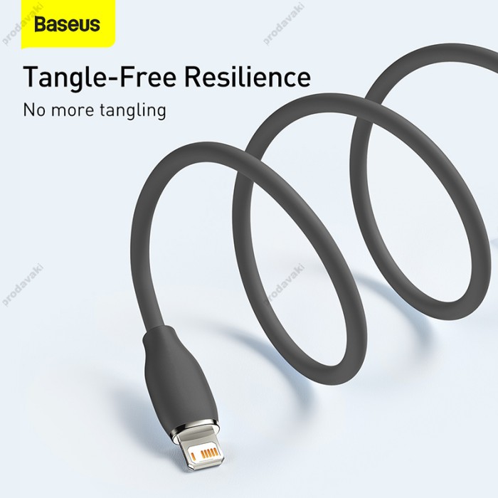 USB кабель Baseus Jelly Liquid Silica Gel Fast Charging USB to iP 2.4A 1.2m Black (CAGD000001)