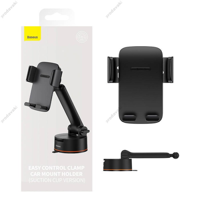 Автомобільний тримач Baseus Easy Control Clamp Car Mount Holder Pro (Suction Cup Version) Black SUYK020001