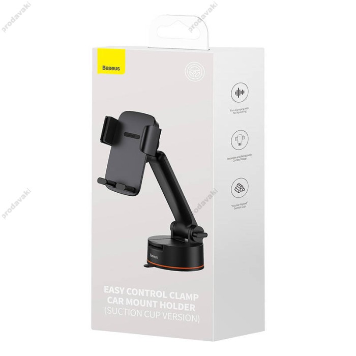 Автомобільний тримач Baseus Easy Control Clamp Car Mount Holder Pro (Suction Cup Version) Black SUYK020001