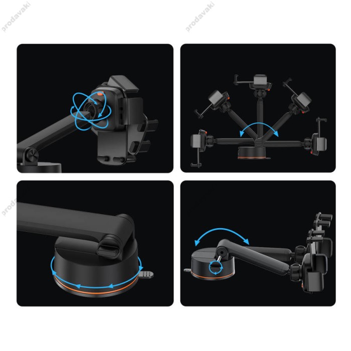 Автомобільний тримач Baseus Easy Control Clamp Car Mount Holder Pro (Suction Cup Version) Black SUYK020001