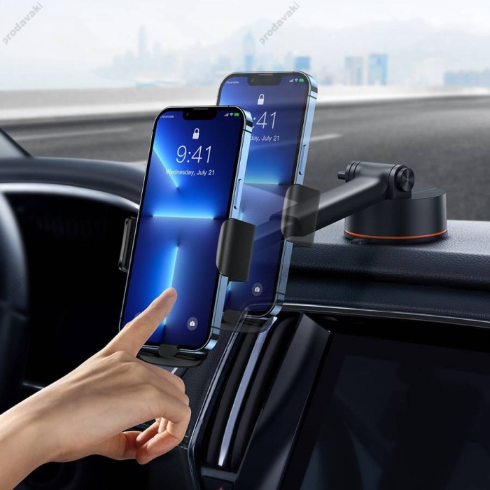 Автомобільний тримач Baseus Easy Control Clamp Car Mount Holder Pro (Suction Cup Version) Black SUYK020001
