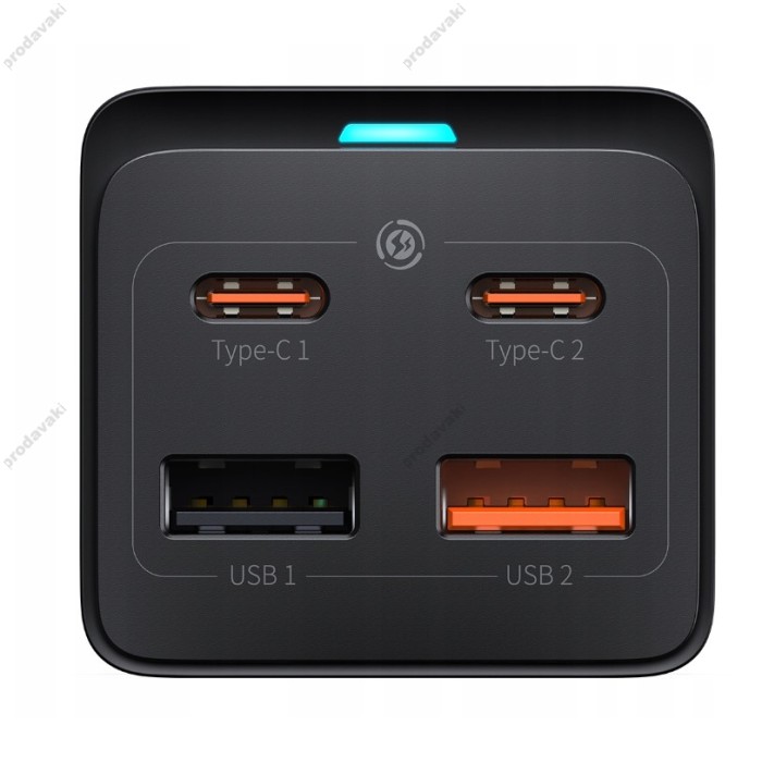 Мережевий зарядний пристрій Baseus GaN3 Pro 65W (2xUSB, 2xType-C+ розетка) + кабель USB-C 100W black (PSZM000901)